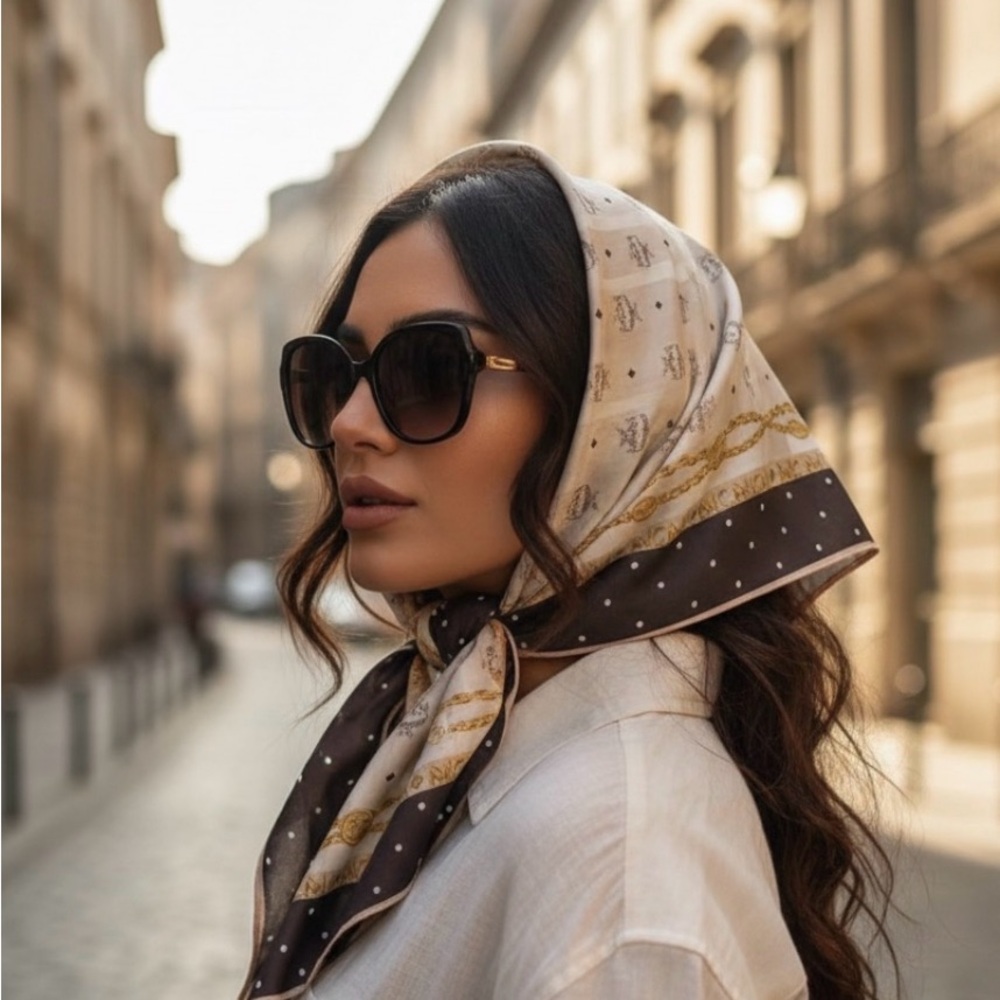 MCM Brown and Cream Scarf - Picture 1 of 4